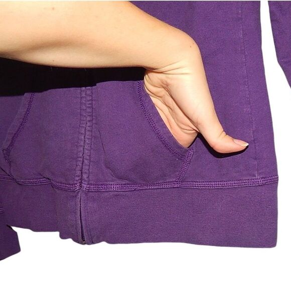 MILEY CYRUS MAX AZRIA women's large purple full zip hooded jacket with pockets - Picture 6 of 11